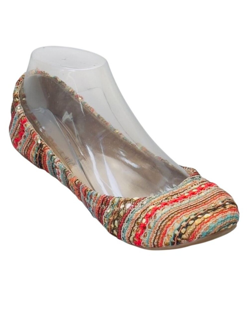 Lucky Brand Multicolor Stripe Ballet Flats Womens Size 38 BM Slip-On Shoes